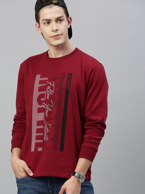 

HERE&NOW Men Red Printed Sweatshirt