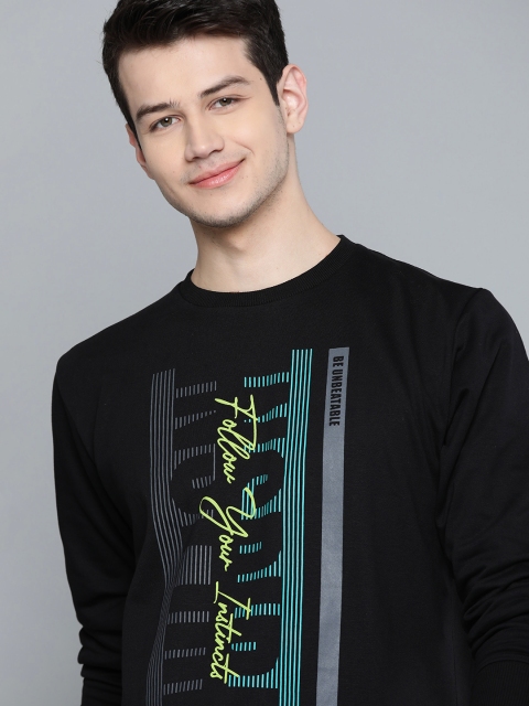 

HERE&NOW Men Black & Yellow Printed Sweatshirt