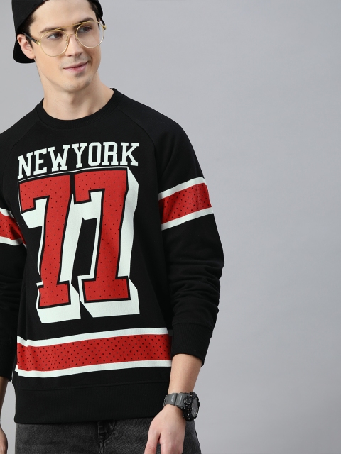 

HERE&NOW Men Black Printed Sweatshirt