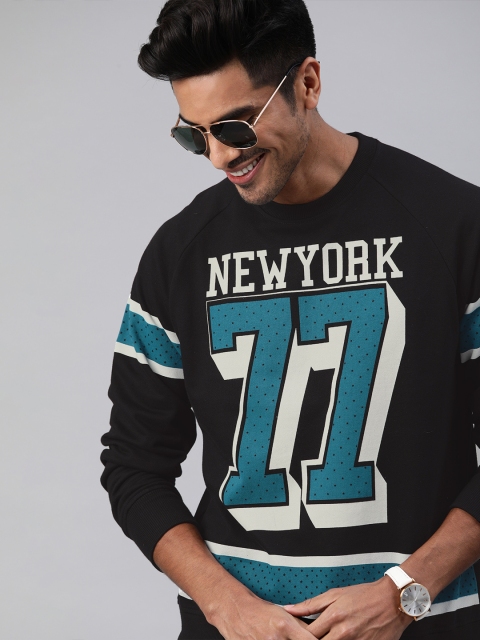 

HERE&NOW Men Black Printed Sweatshirt