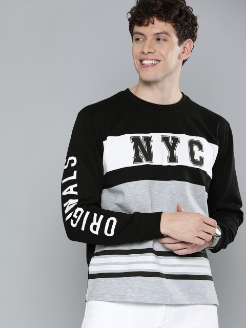 

HERE&NOW Men Black & Grey Printed Sweatshirt