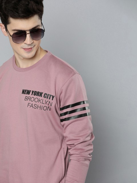 

HERE&NOW Men Pink Printed Sweatshirt