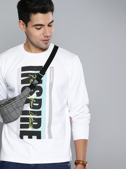 

HERE&NOW Men White & Black Printed Sweatshirt