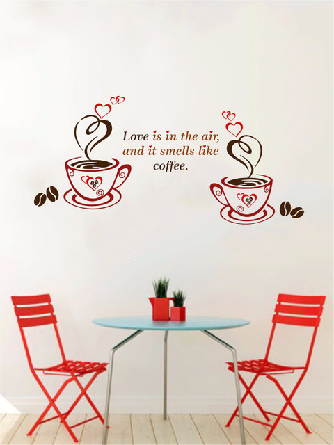 

rawpockets Multicoloured Coffee Lovers Printed Waterproof PVC Vinyl Wall Sticker, Multi