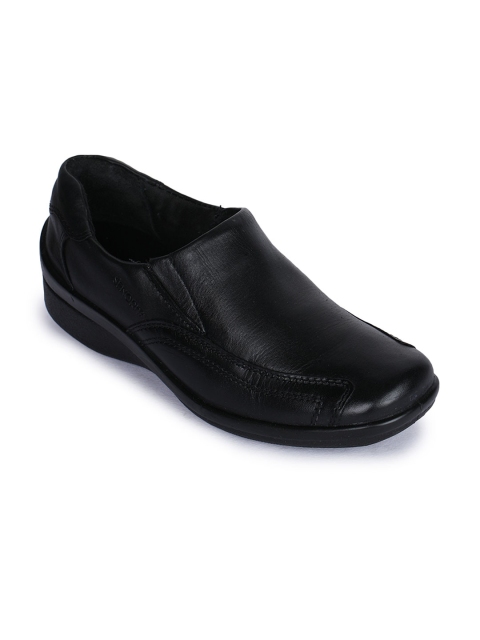 

Liberty Women Black Solid Leather Formal Slip-Ons