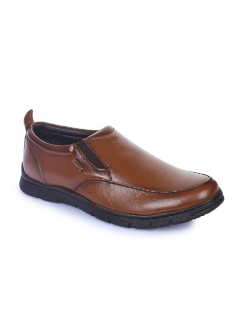 

Liberty Men Brown Solid Leather Semiformal Slip-On Shoes