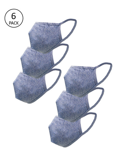 

nestroots Adults Pack of 6 Anti Pollution & Anti Dust Reusable 2-Layers Cloth Masks, Blue