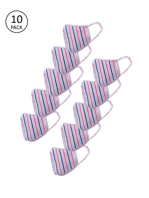 

nestroots Unisex 10 Pcs Striped 2-Ply Anti-Pollution Reusable Cloth Masks, White