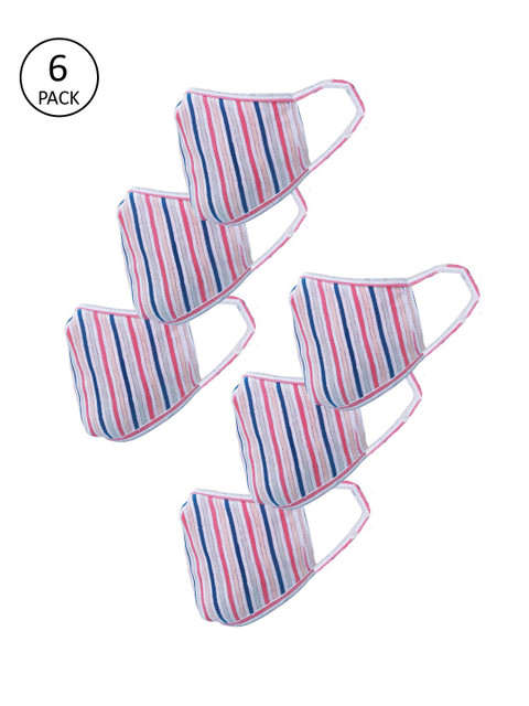

nestroots Unisex Pack Of 6 Pcs White & Pink Reusable 2-Ply Protective Outdoor Masks