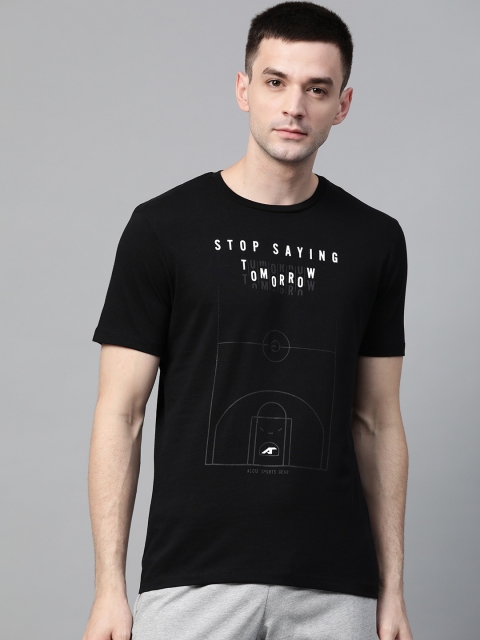 

Alcis Men Black & Charcoal Grey Printed Round Neck T-shirt