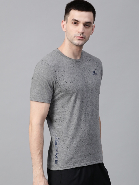 

Alcis Men Charcoal Grey & Navy Blue Sprinkles Effect Printed Round Neck T-shirt