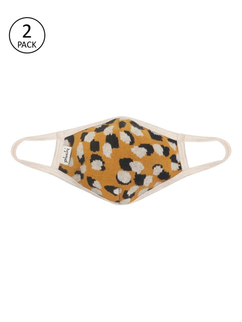 

Pluchi Women Mustard Yellow & Black 2 Pcs 2 Ply Cotton Face Masks
