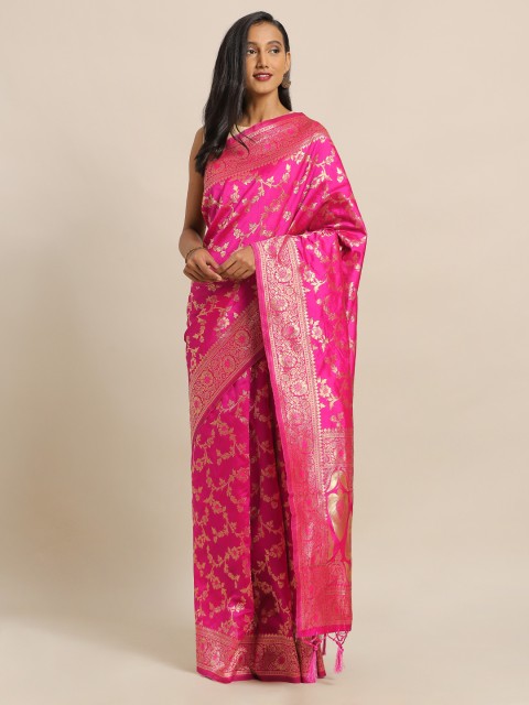 

Amegh Pink & Golden Silk Cotton Woven Design Banarasi Saree
