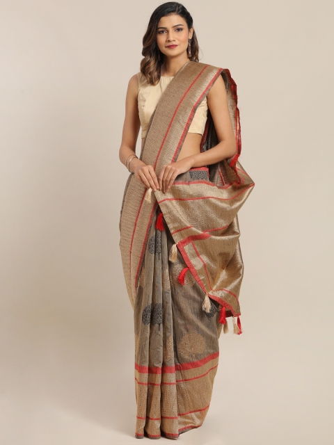 

Amegh Beige Silk Cotton Woven Design Banarasi Saree