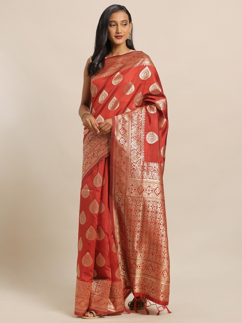 

Amegh Red Silk Blend Woven Design Banarasi Saree