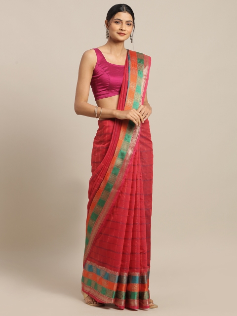 

Amegh Red & Black Silk Cotton Woven Design Banarasi Saree