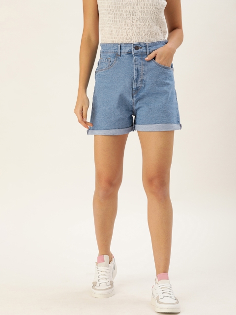 

Moda Rapido Women Blue Solid Regular Fit Denim Shorts
