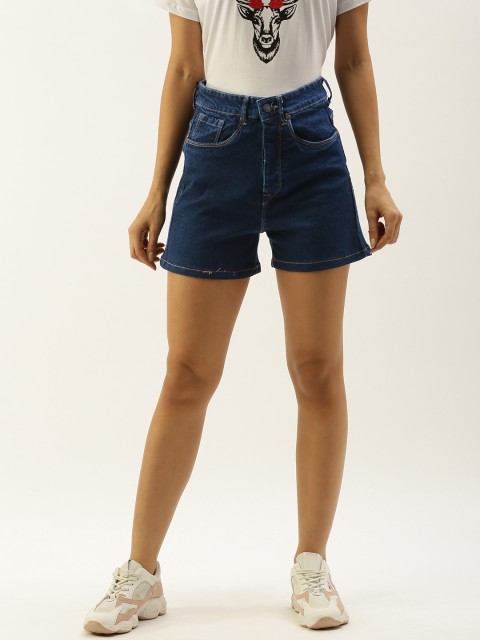 

Moda Rapido Women Blue Solid Regular Fit Denim Shorts