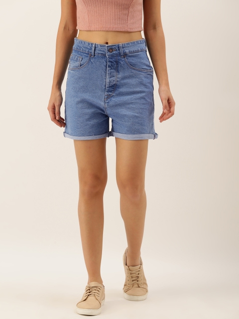 

Moda Rapido Women Blue Washed Regular Fit Denim Shorts