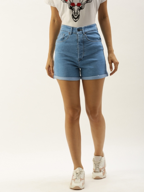 

Moda Rapido Women Blue Washed Regular Fit Denim Shorts