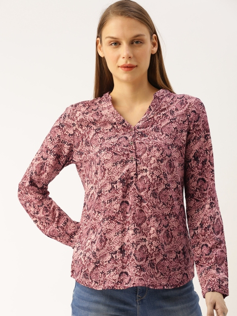 

Lee Cooper Women Pink & Black Snake Print Shirt Style Top