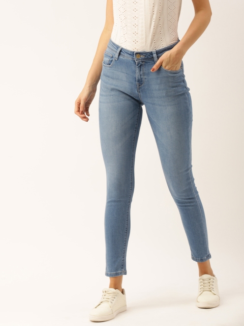 

Lee Cooper Women Blue Slim Fit Mid-Rise Clean Look Stretchable Cropped Jeans
