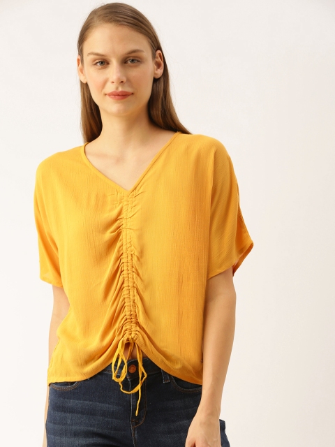 

Lee Cooper Women Mustard Yellow Solid Top With Tie-Up Detailing