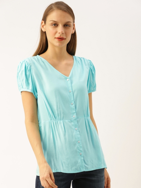 

Lee Cooper Women Blue Self Design A-Line Top