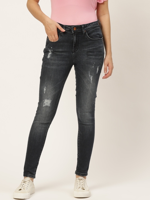 

Lee Cooper Women Charcoal Grey Super Skinny Fit High-Rise Low Distress Stretchable Jeans