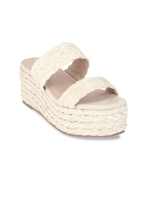 

Truffle Collection Women Beige Woven Design Flatforms