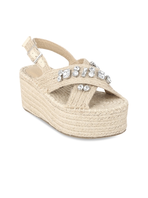 

Truffle Collection Women Beige Embellished Heels