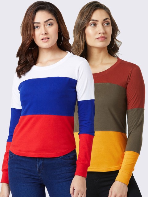 

The Dry State Women Pack Of 2 Colourblocked Round Neck T-shirts, Multi