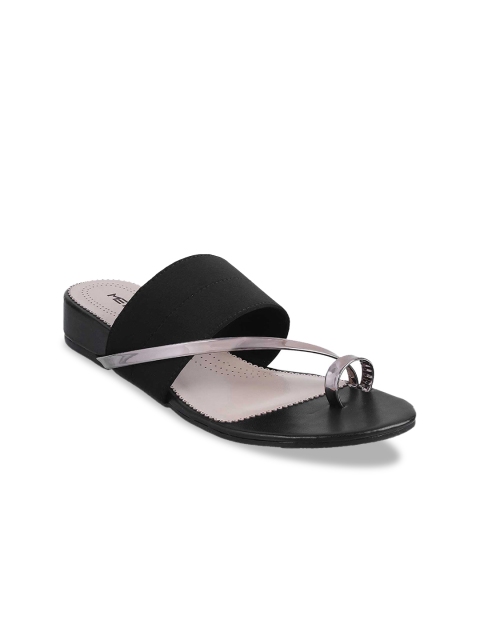 

Metro Women Black & Gunmetal-Toned Colourblocked Wedge Heels