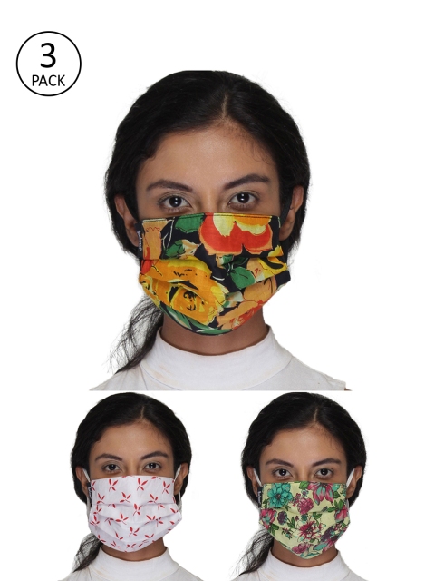 

Anekaant Women Pack Of 3 Pcs Multicoloured Reusable 3-Ply Protective Outdoor Masks, Multi