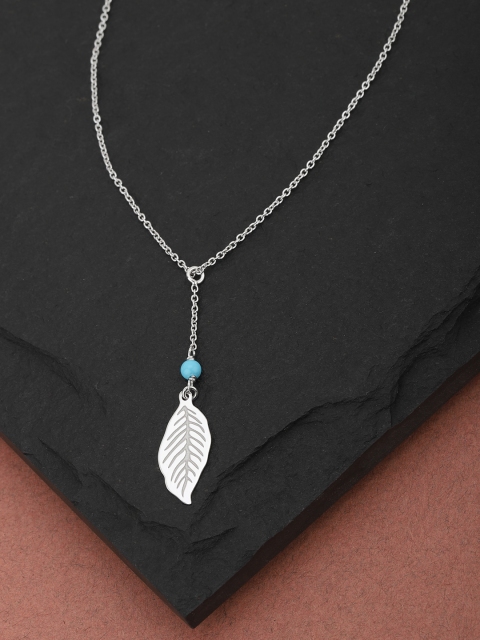 

Carlton London 925 Sterling Silver- Rhodium-Plated Leaf-Shaped Necklace