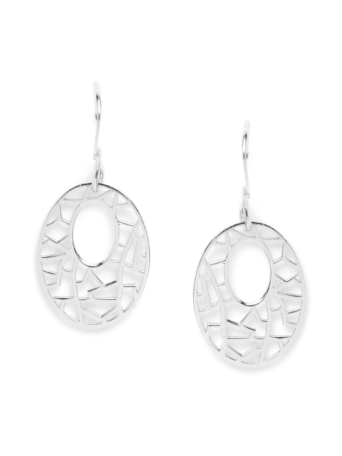 

Carlton London 925 Sterling Silver- Rhodium-Plated Cut-Out Oval Drop Earrings