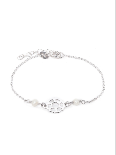 

Carlton London 925 Sterling Silver- Rhodium-Plated Floral Bracelet