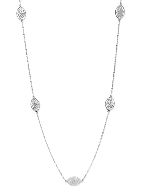 

Carlton London 925 Sterling Silver- Rhodium-Plated Floral Necklace