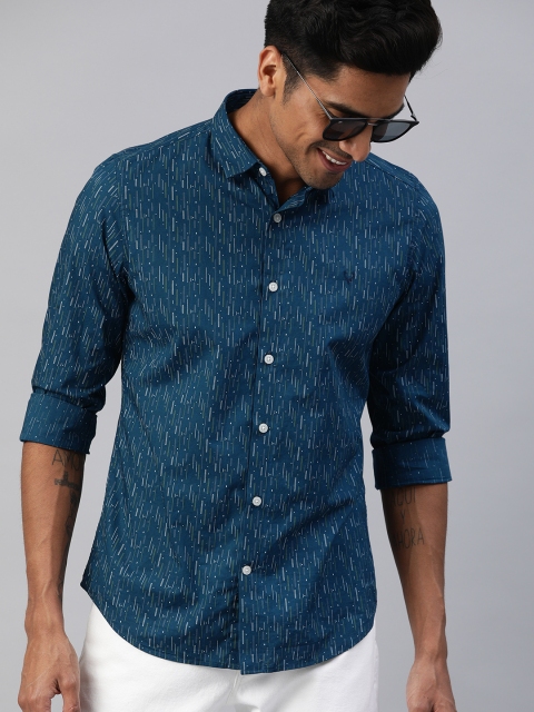 

Allen Solly Sport Men Navy Blue & White Slim Fit Printed Casual Shirt