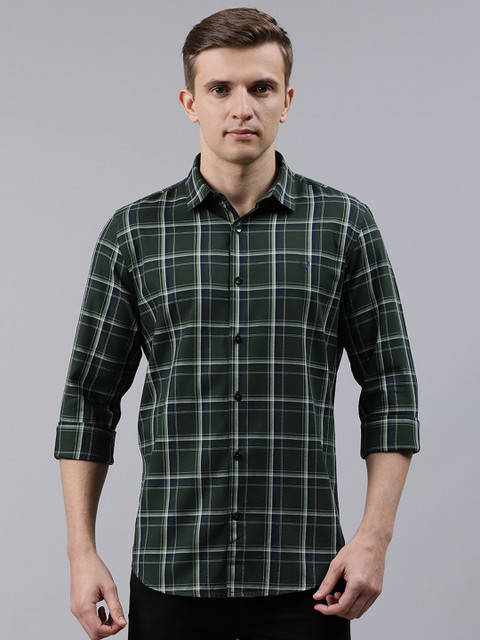 

Allen Solly Sport Men Green & White Slim Fit Checked Casual Shirt