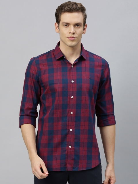 

Allen Solly Sport Men Navy Blue & Red Super Slim Fit Checked Casual Shirt