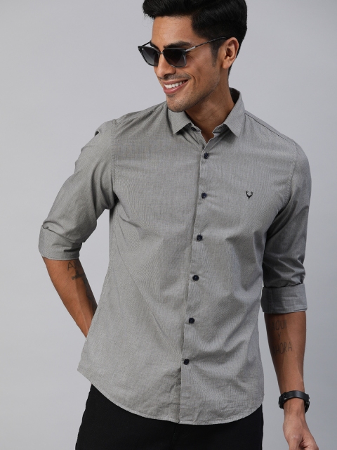 

Allen Solly Sport Men Black & White Super Slim Fit Self Checked Casual Shirt
