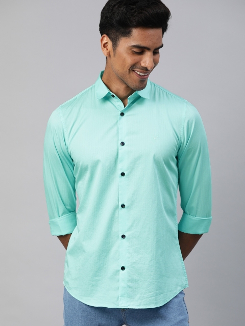 

Allen Solly Sport Men Turquoise Blue Super Slim Fit Self Design Smart Casual Shirt