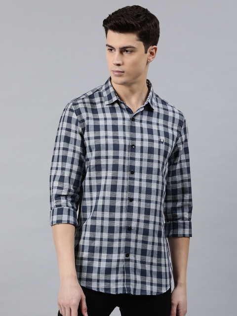 

Allen Solly Sport Men Navy Blue & White Super Slim Fit Checked Casual Shirt