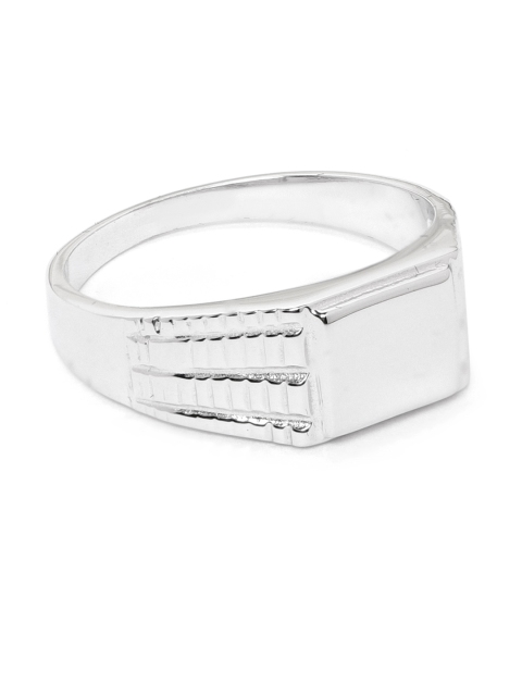 

Carlton London 925 Sterling Silver-Men Rhodium-Plated Textured Finger Ring