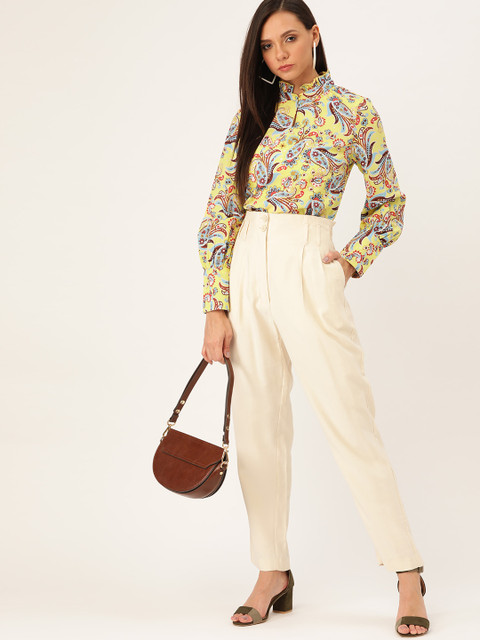 

Moda Rapido Women Yellow & Blue Printed Top