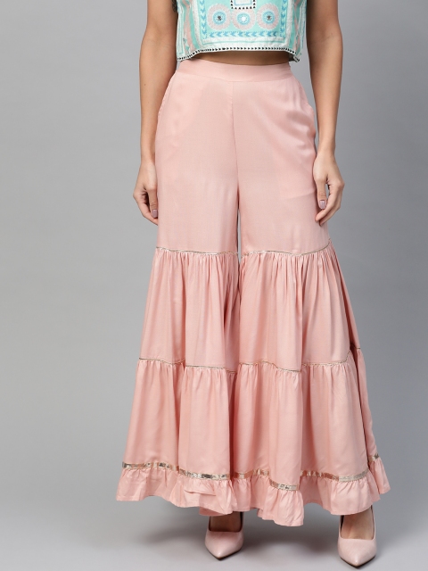 

HERE&NOW Women Peach-Coloured Solid Flared Sharara