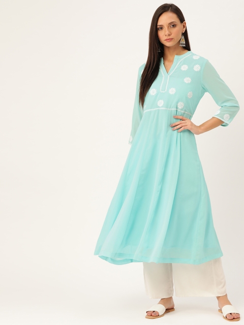 

Moda Rapido Women Blue & White Yoke Design Anarkali Kurta