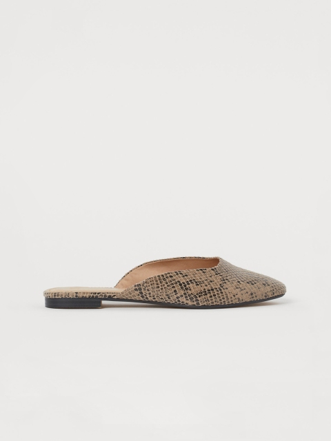 

H&M Women Beige Snakeskin-patterned mules