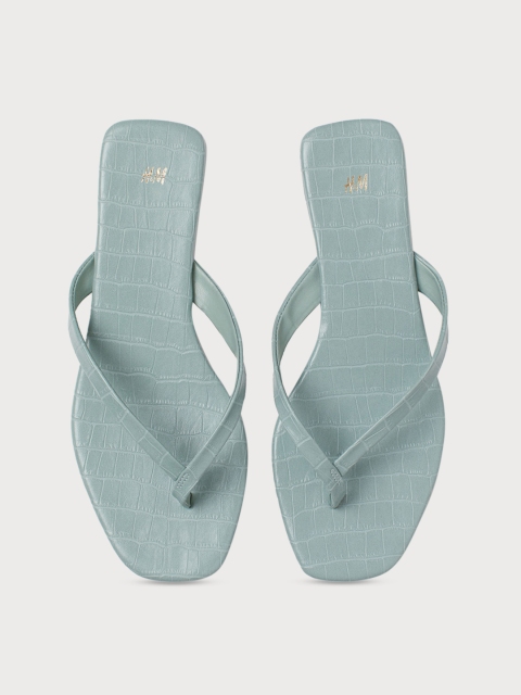 

H&M Women Green Textured Flip-flops